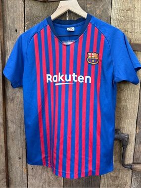 FC Barcelona Messi 10 Men’s Small Blue Red Stripe Soccer Jersey Rakuten